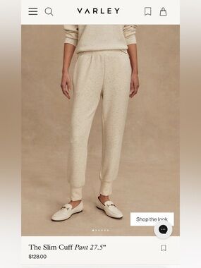Varley The Slim Cuff Pant 27.5 Ivory Marl S